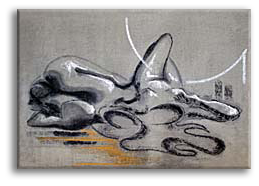   53,5 х 80 см., холст, масляная пастель, уголь,  2011г.  